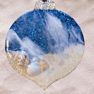 エポキシ海洋オーナメント、貝殻、グリッター、海の波、アクリルブランク