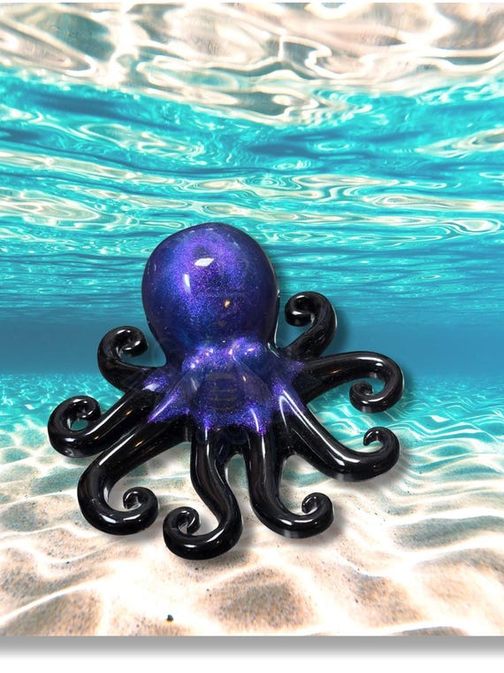 Resin Octopus Figurine: Purple Mica, Handmade Decor
