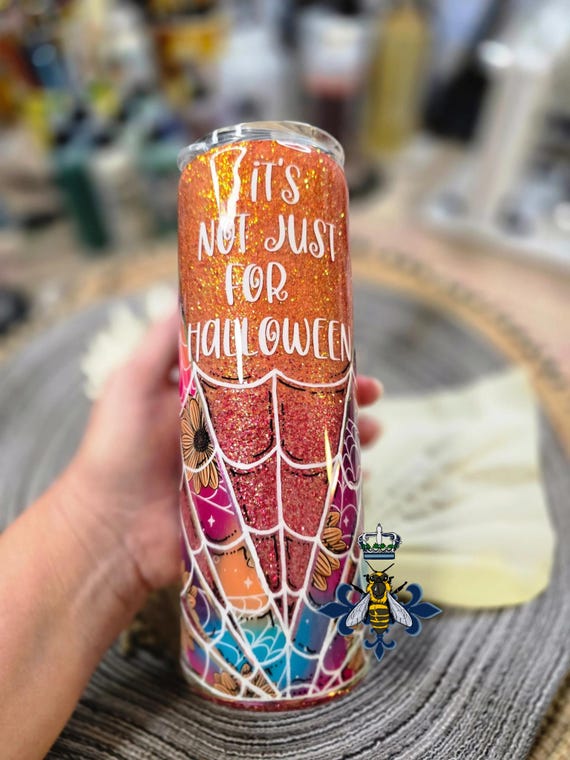 20 Oz  Stainless Steel Tumbler Spooky, Not just for Halloween Custom Decal, Vinyl, Handpainted, ombre glitter, Gift Idea, gift,