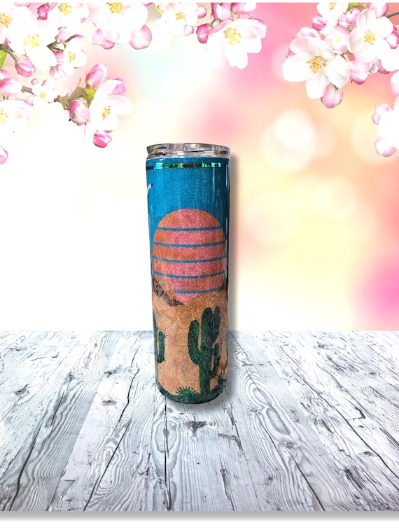 Glitter Desert Scene Tumbler, 30oz Stainless Steel, One-of-a-Kind