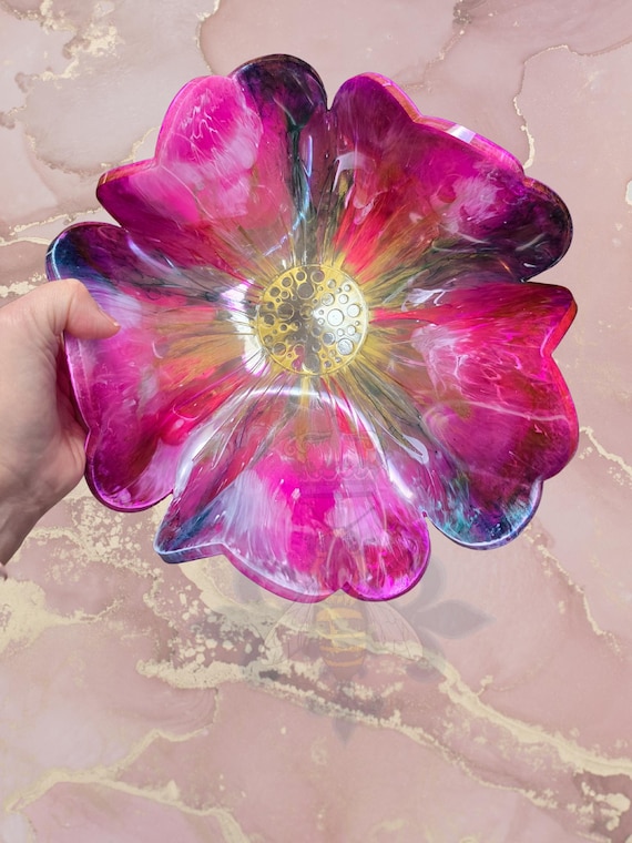 Resin Flower Bowl 10.5 inch round resin free shipping