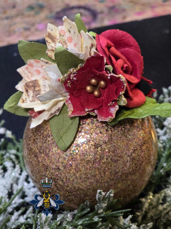 3 Inch, Glass, Glitter, Paper Flowers, Handmade, Free Shipping