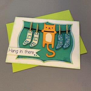 Hanging cat-  Hang in there card