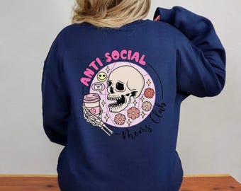 Girly introverte uniseks sweater, antisociale moeders trui met ronde hals, comfortabele trui, introvert cadeau, gezellige trui, Moederdag