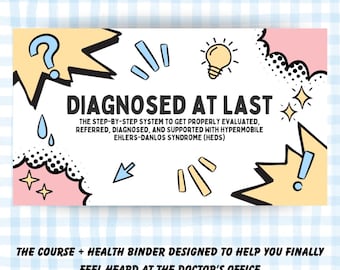 Paquete de curso de SEDh diagnosticado por fin, obsequio por enfermedad crónica, diagnóstico de Ehlers-Danlos, obsequio de Spoonie para SEDh