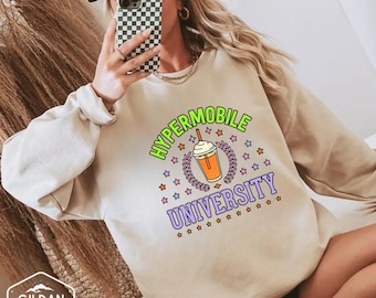 Sudadera de cuello redondo de la Universidad Hipermóvil, sudadera de hipermovilidad, sudadera con SEDh, regalo para SEDh, ropa de descanso para SEDh, ropa para SEDh