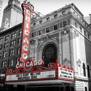 Chicago Theatre Print Fine Art Photograph High Quality Enhanced Matte Photo Wall Art Abstract Architecture City image 1