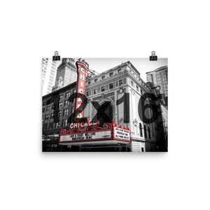 Chicago Theatre Print Fine Art Photograph High Quality Enhanced Matte Photo Wall Art Abstract Architecture City image 5