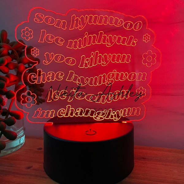 Lampada da scrivania Monsta X Names, Kpop Merch