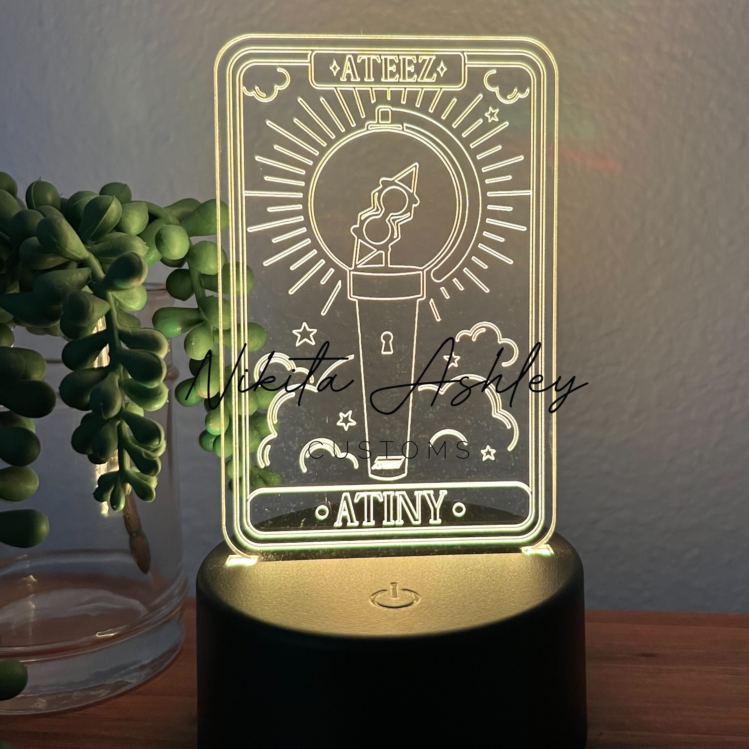 Ateez Light Stick Tarot Card Desk Lamp, ATEEZ ATINY Merch, Kpop Gifts