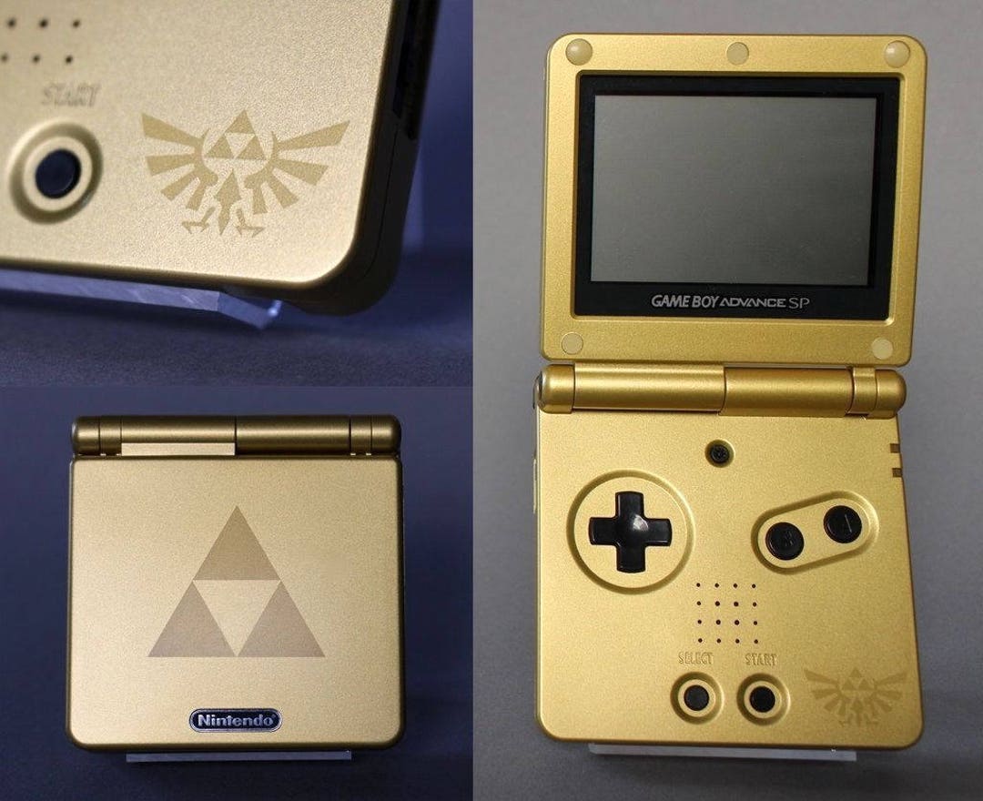 Nintendo Game Boy Advance GBA SP Zelda Triforce Custom Gold System