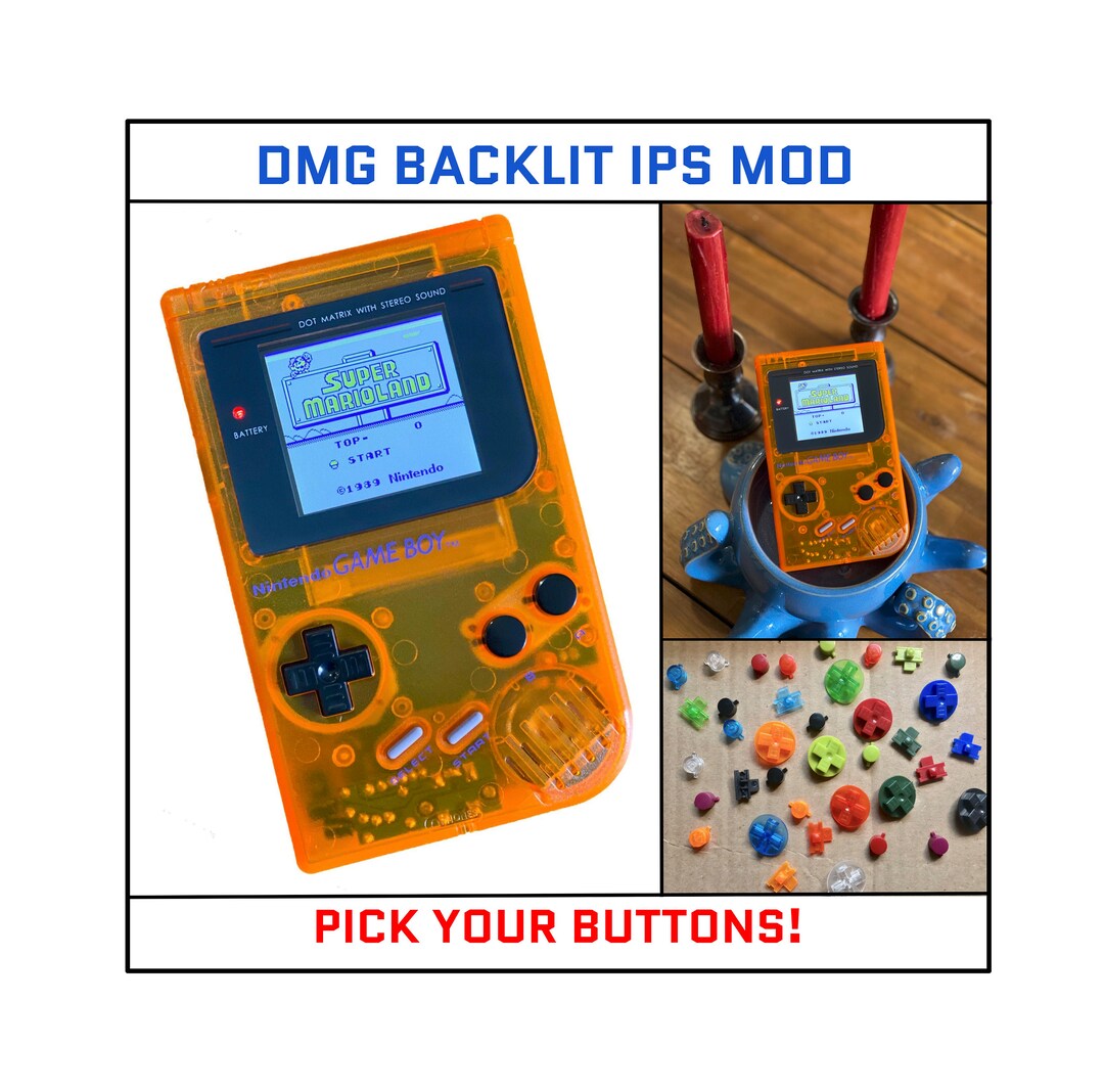 Nintendo Game Boy Original DMG IPS Brighter Backlight Mod Clear