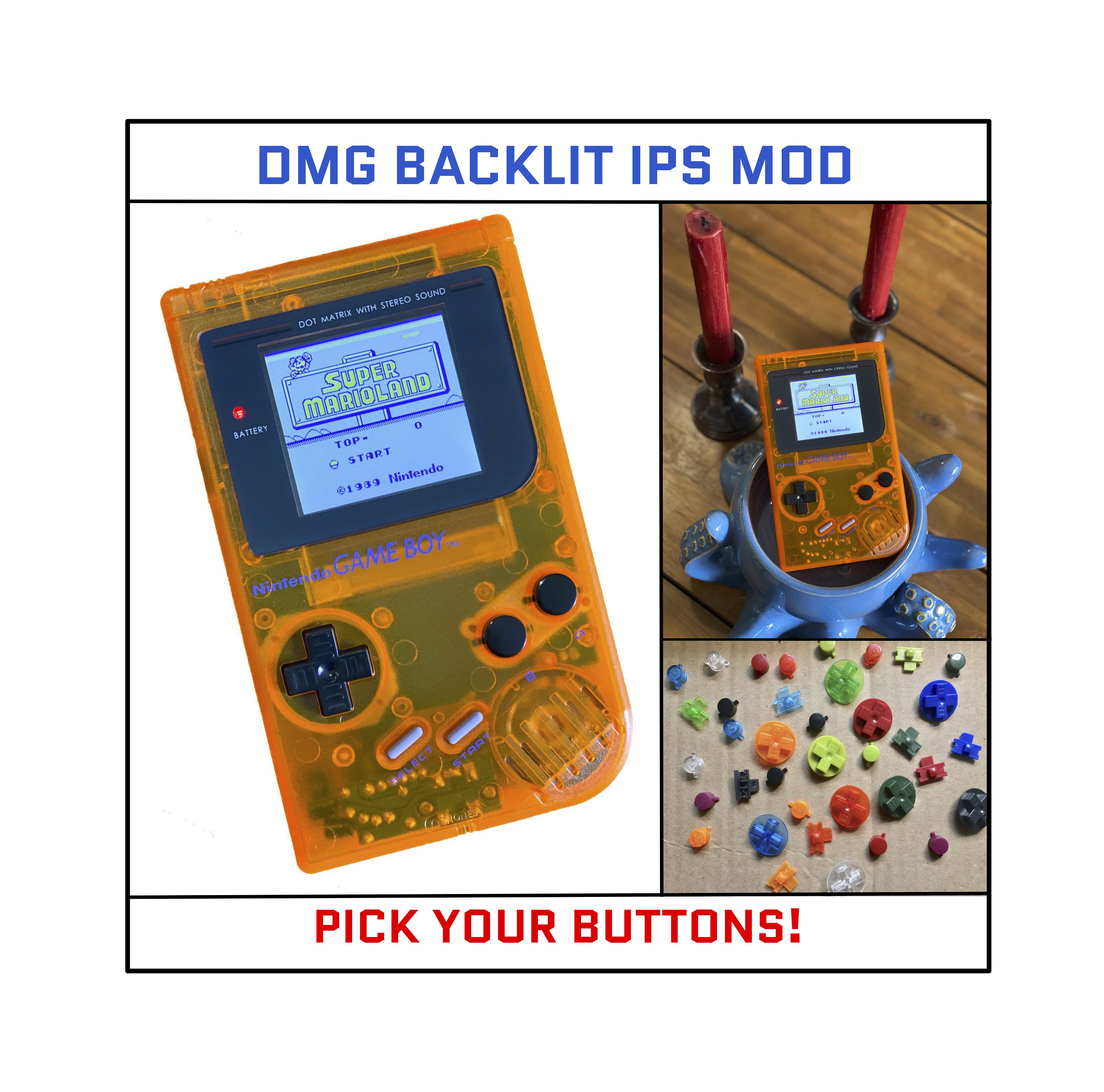 Nintendo Game Boy Original DMG IPS Brighter Backlight Mod Clear