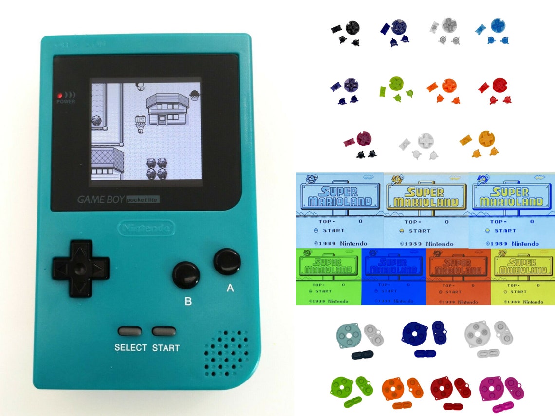 Nintendo Game Boy Pocket GBP System Backlight Brighter TFT LCD Mod Teal Blue Pick Buttons & Pads, foto 1 di 5