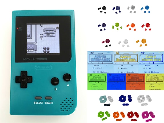 Nintendo Game Boy Pocket GBP System Backlight Brighter TFT LCD Mod Teal Blue Pick Buttons & Pads