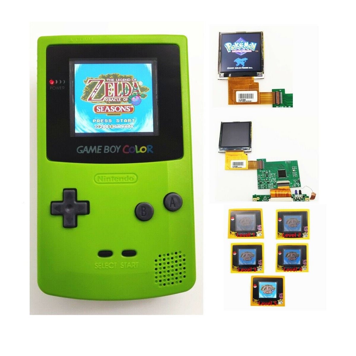 Nintendo Game Boy Color GBC System Backlight Backlit Brighter Mod Kiwi  Green 