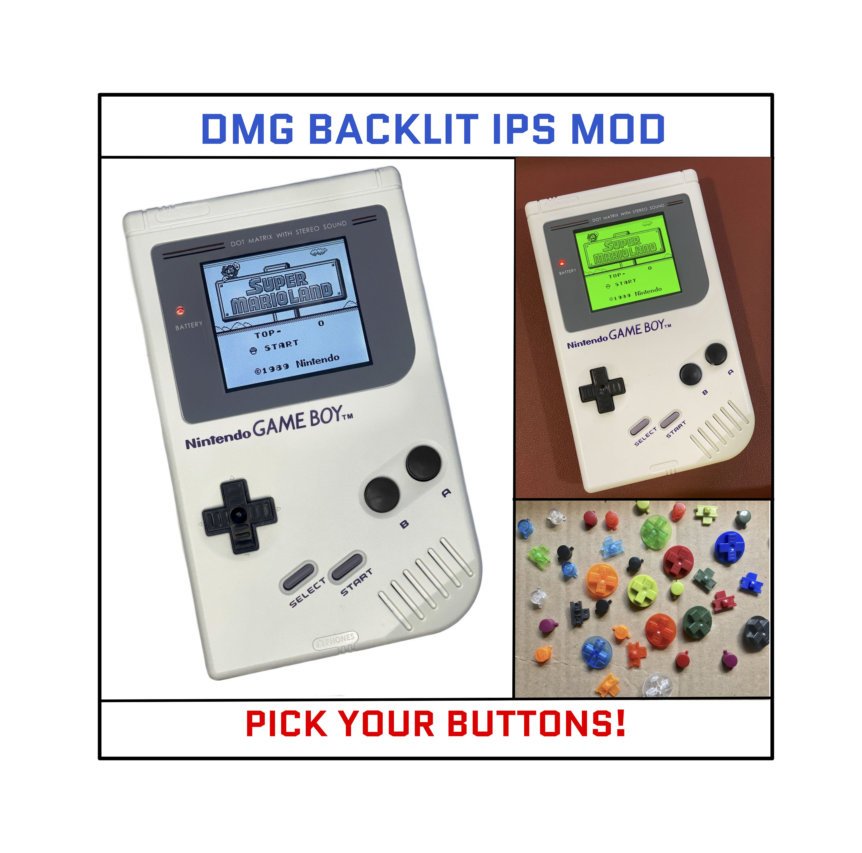 ゲームボーイ DMG IPS Nintendo Game Boy Original DMG IPS Backlit Backlight Yellow Play