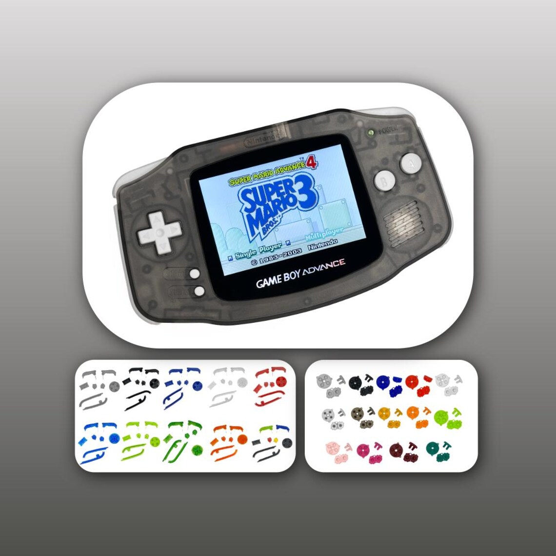 Nintendo Game Boy Advance GBA Clear Black Console V5 IPS Brighter Backlit Mod - Pick Your Buttons and Pad Colors!, photo 1 of 5