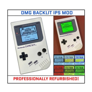 Nintendo Game Boy Original DMG IPS Brighter Backlit Backlight Mod White w/ Black Buttons CONSOLE