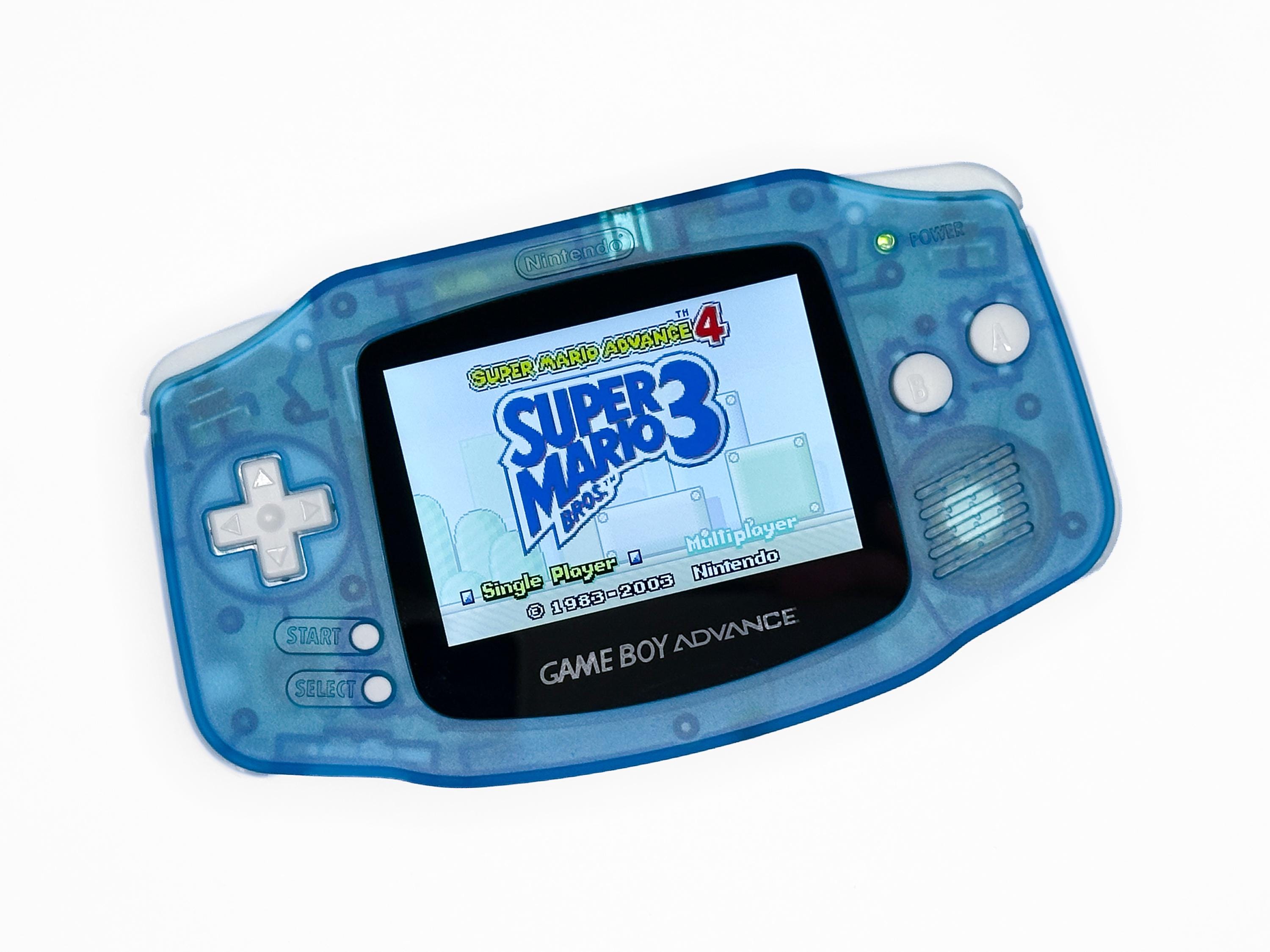 Nintendo Game Boy Advance GBA Clear Blue System V5 IPS Brighter