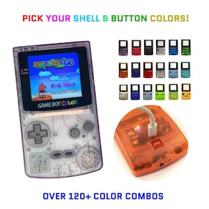 Nintendo Game Boy Color System Gbc AMOLED OLED Q5 Xl Touchscreen LCD (Pick Your Console Shell & Button Colors!) with Rechargeable Battery