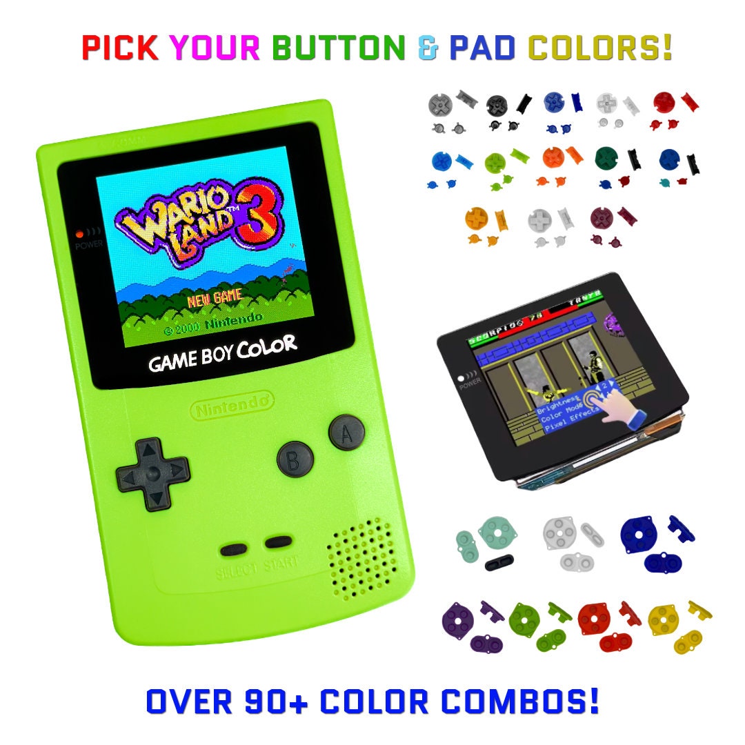 Nintendo Game Boy Color Kiwi Green System Gbc AMOLED OLED Q5