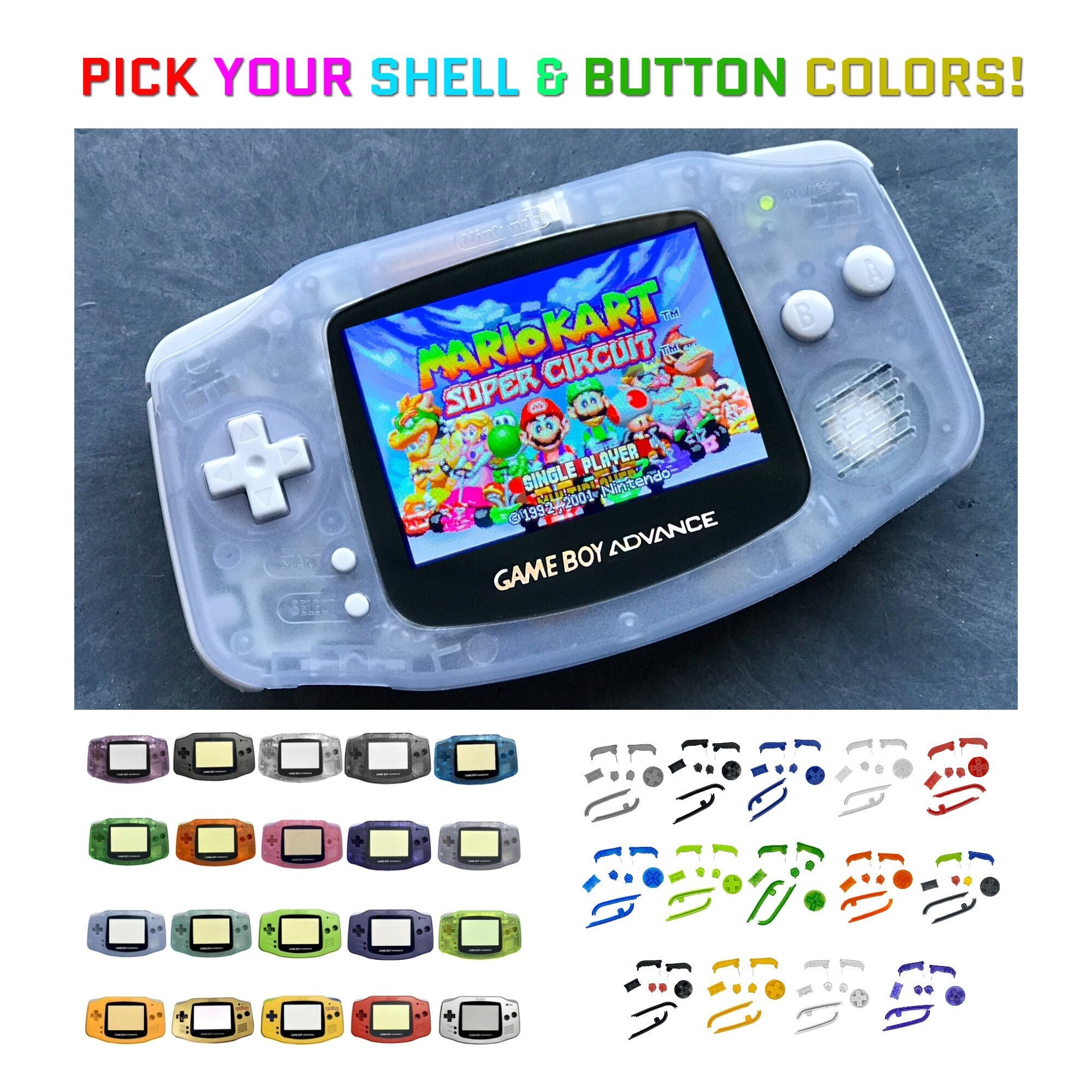 Nintendo Game Boy Advance GBA System CUSTOMIZED V5 IPS Brighter Backlit Mod (Pick Console & Button Color!)