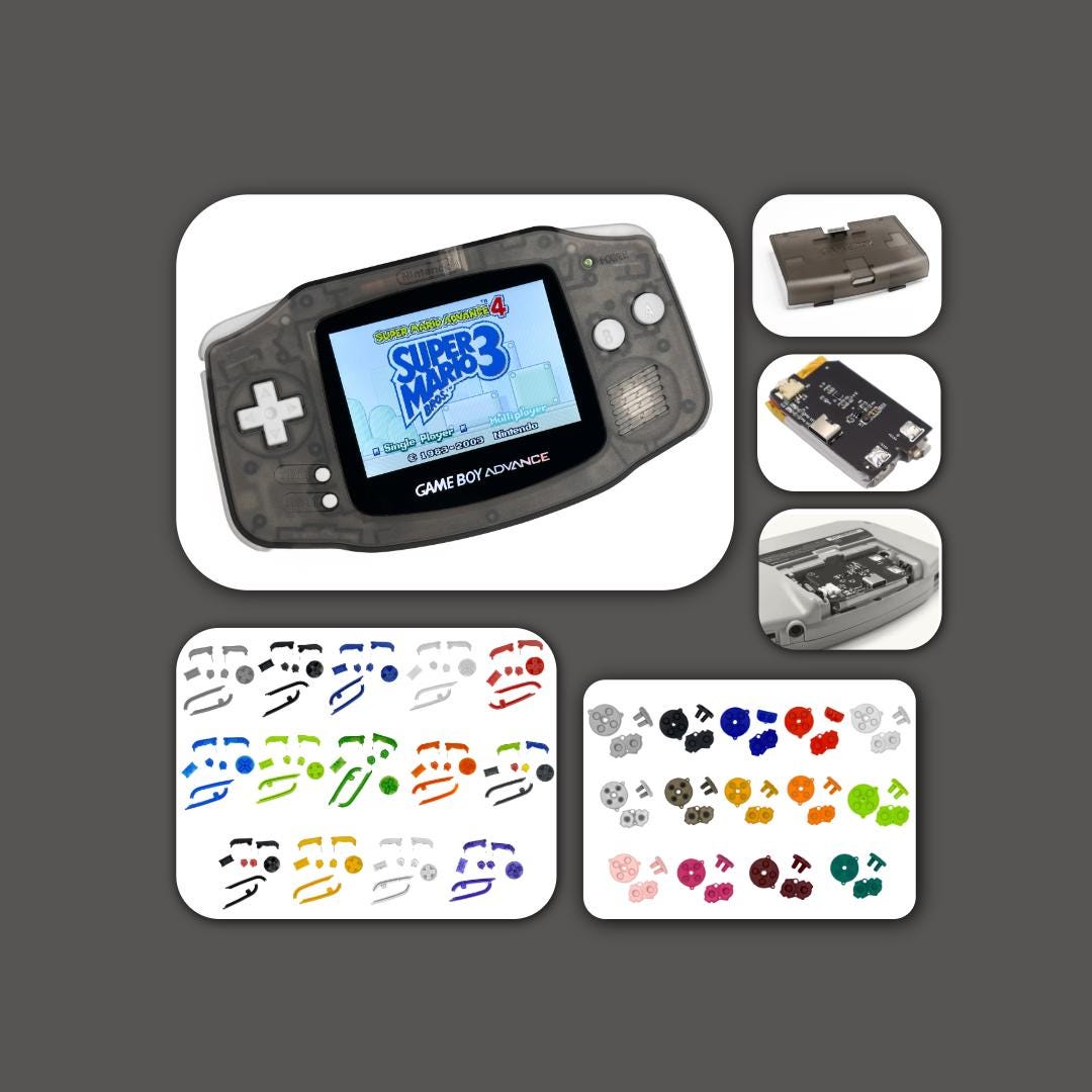 Nintendo Game Boy Advance GBA Clear Black System V5 IPS Brighter