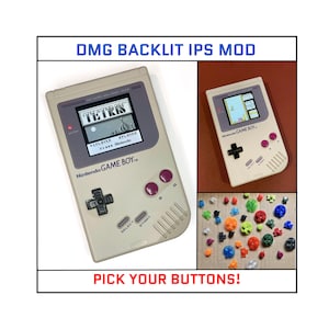 Nintendo Game Boy Original DMG IPS Brighter Backlight Mod Original Gray Console Choose your BUTTONS