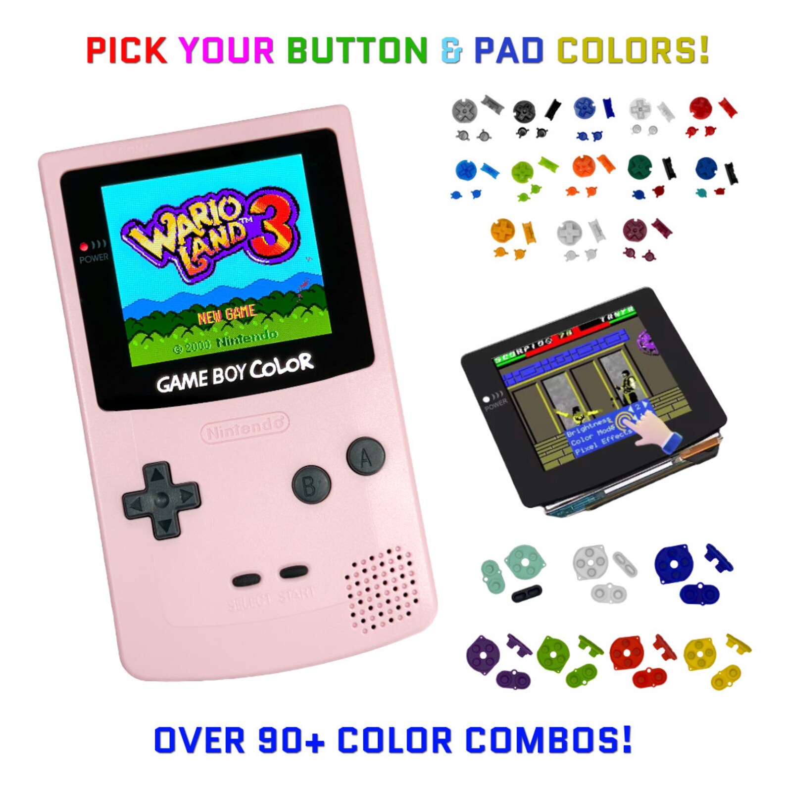 Nintendo Game Boy Color Light Pink System Gbc AMOLED OLED Q5 Xl ...