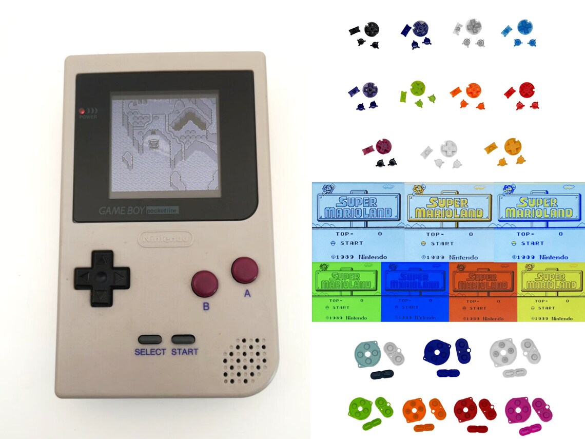 Nintendo Game Boy Pocket GBP System Backlight Brighter TFT LCD Mod Snes Gray Pick Buttons & Pads, foto 1 di 5