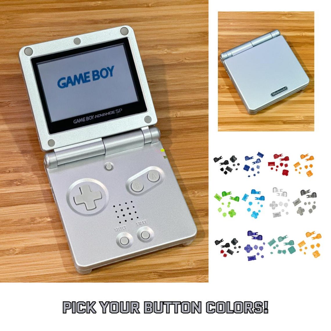 Nintendo Game Boy Advance GBA SP Silver System AGS 001 Mint New (Pick Button Color!), foto 1 di 3