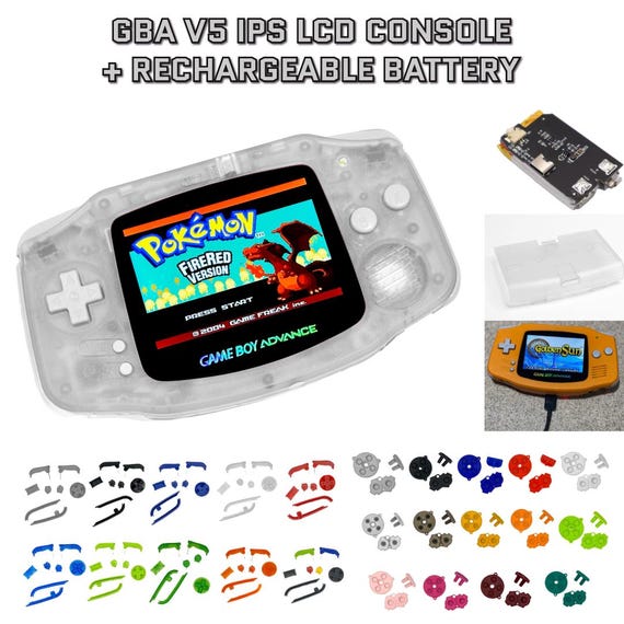 Gameboy Advance GBA Modifiée – Écran IPS V2 Rétro-éclairé, Batterie Rechargeable, Blanche