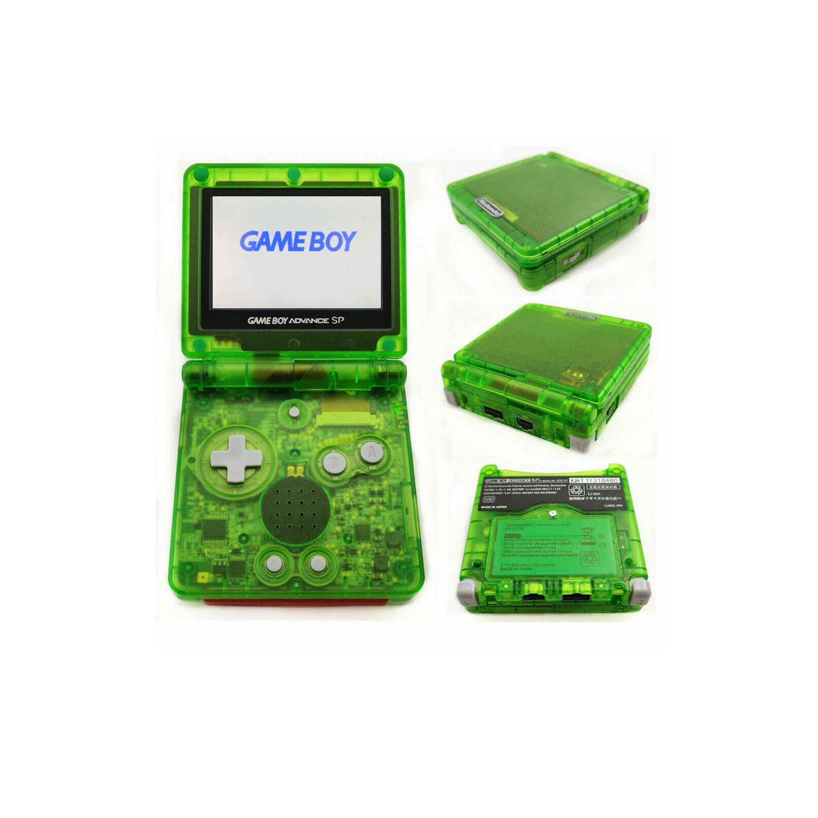 Nintendo Game Boy Advance GBA SP Transparent Clear Green