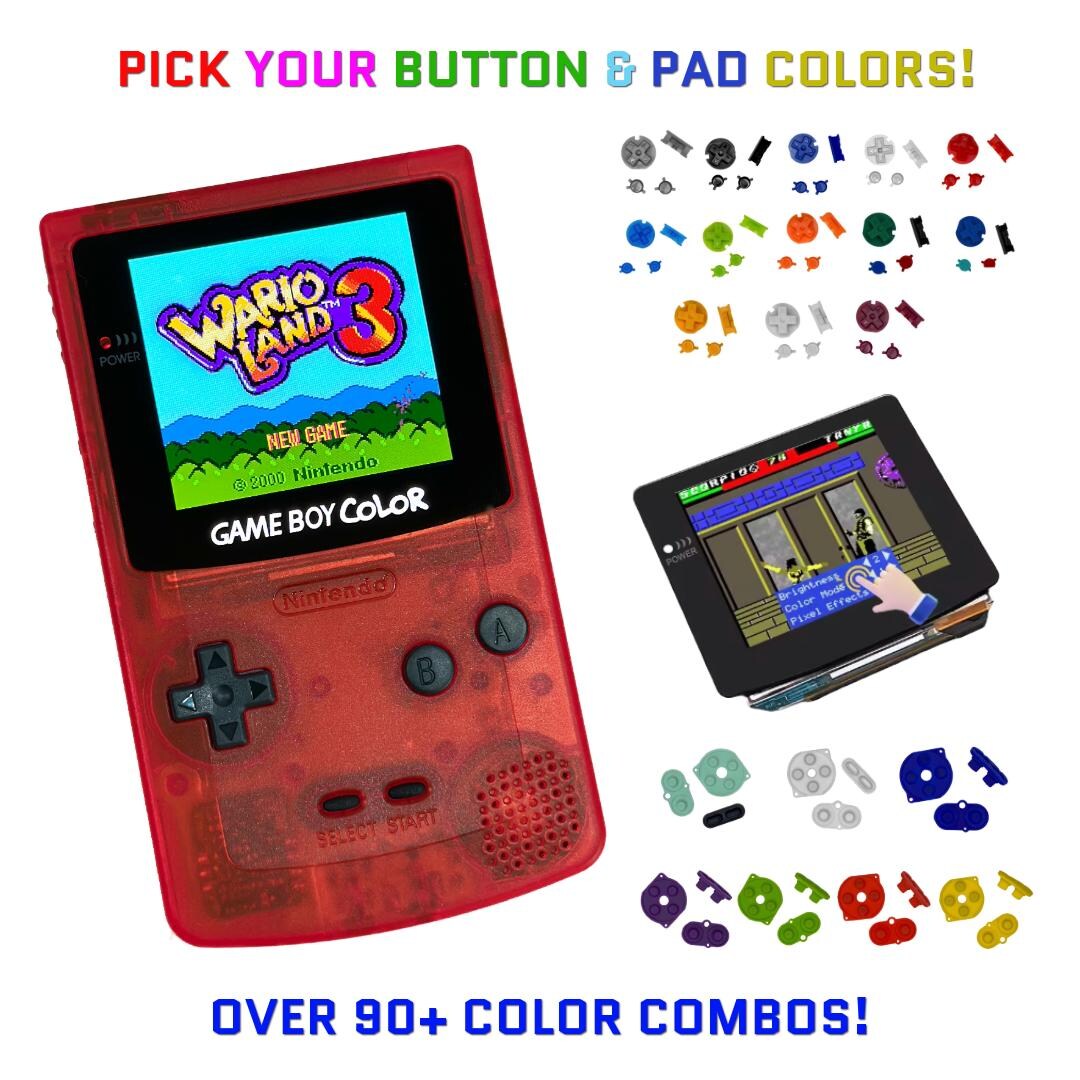 Nintendo Game Boy Color Clear Red System Gbc AMOLED OLED Q5 Xl