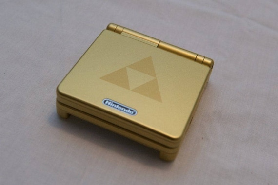 Nintendo Game Boy Advance GBA SP Zelda Triforce Custom Gold