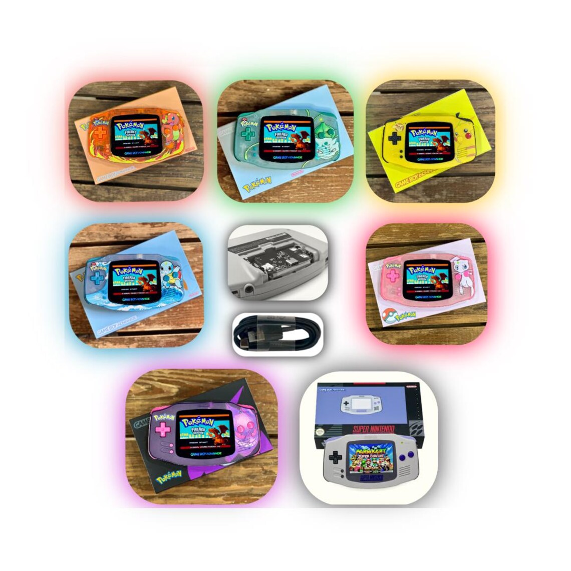 Nintendo Game Boy Advance GBA 3.0 M2 IPS Uv- Printed Pokémon Console w/ USB-C Battery [Pick your Color], foto 1 di 5
