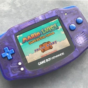 Nintendo Game Boy Advance GBA Clear Purple System IPS Brighter Backlit Mod (Pick Button Color!) with Rechargeable Battery