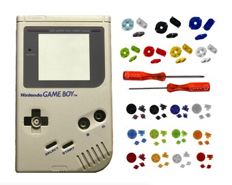Nintendo Game Boy Original DMG Replacement Shell GLASS Lens Original GRAY Buttons Kit