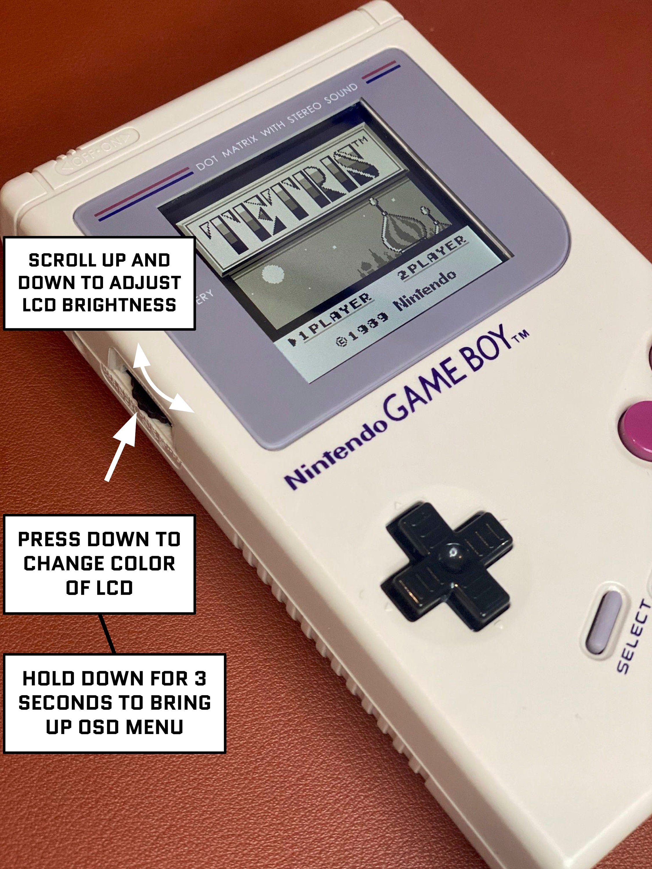 Nintendo Game Boy Originale DMG IPS Retroilluminato Più Luminoso