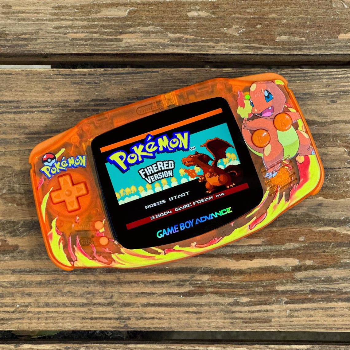 Nintendo Game Boy Advance GBA 3.0 M2 IPS Uv Pokemon Console Charmander Orange w/ USB-C Battery [Pick your buttons], foto 2 di 5