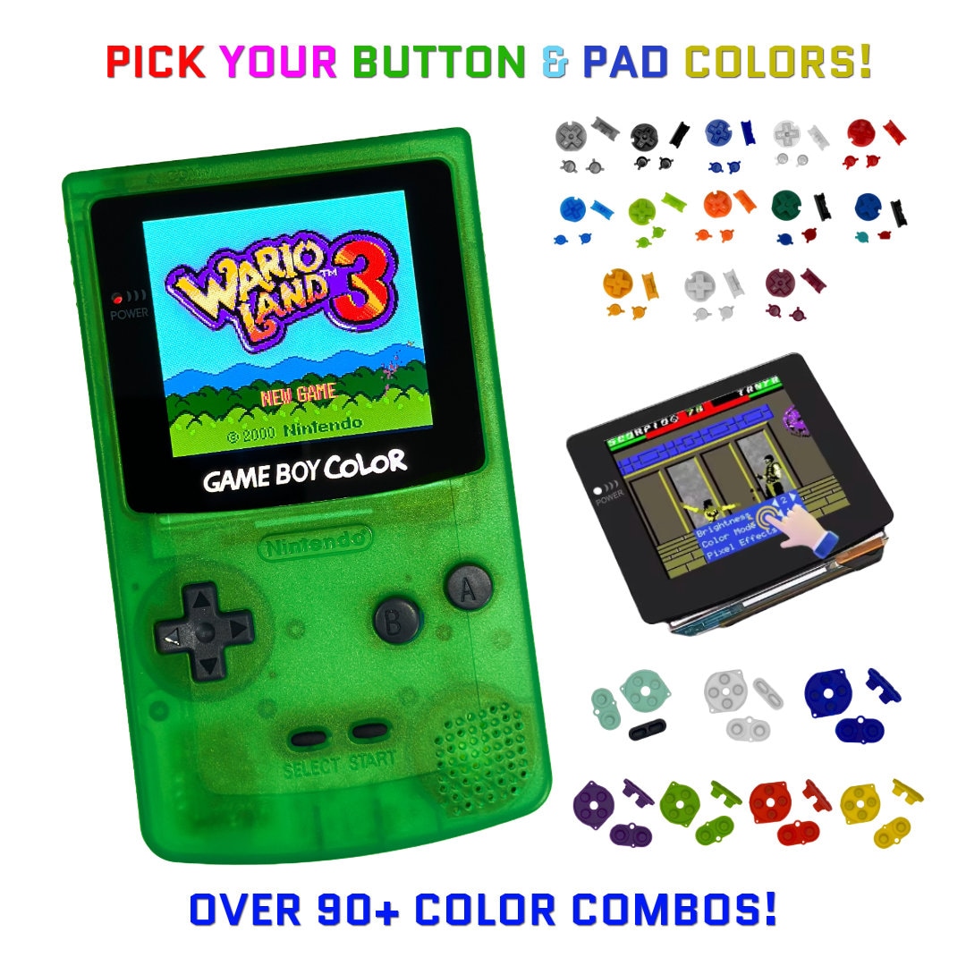 Nintendo Game Boy Color Clear Green System Gbc AMOLED OLED Q5 Xl