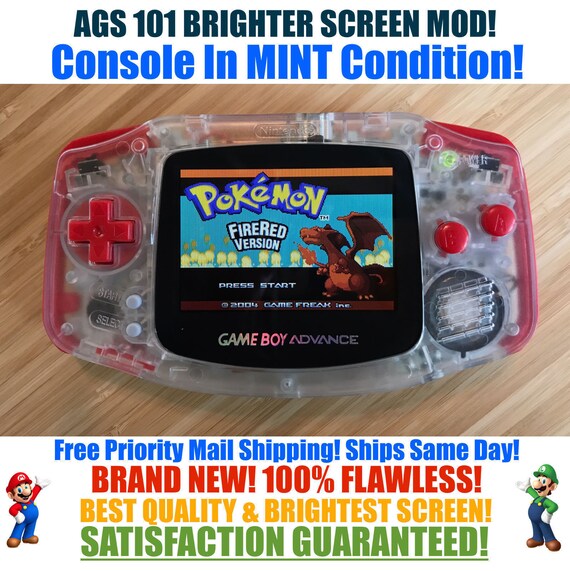 Nintendo Game Boy Advance Gba Custom Clear Red System Ags Etsy