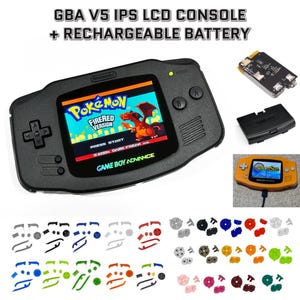 Nintendo Game Boy Advance GBA Black System V5 IPS Brighter Backlit Mod (Pick Button Color!) with Rechargeable Battery