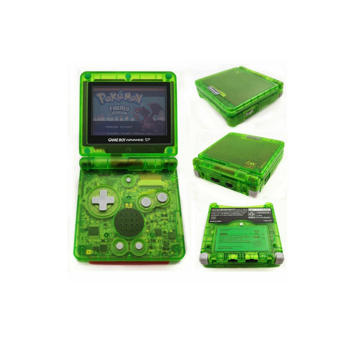 Nintendo Game Boy Advance GBA SP Transparent Clear Green System AGS 001 Mint New (Pick Button Color!), foto 1 di 4