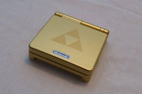 Nintendo Game Boy Advance GBA SP Zelda Triforce Custom Gold