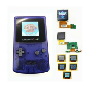 任天堂ゲームボーイカラーGBCシステムバックライトバックライトブライトアップモッドクリアパープル
