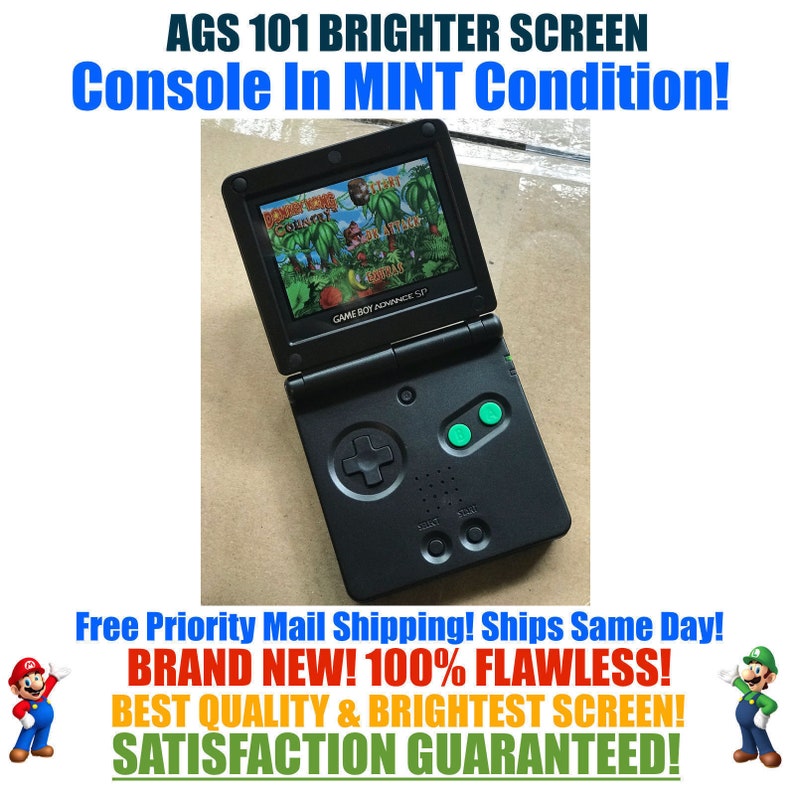 Nintendo Game Boy Advance GBA SP Onyx Black Green System