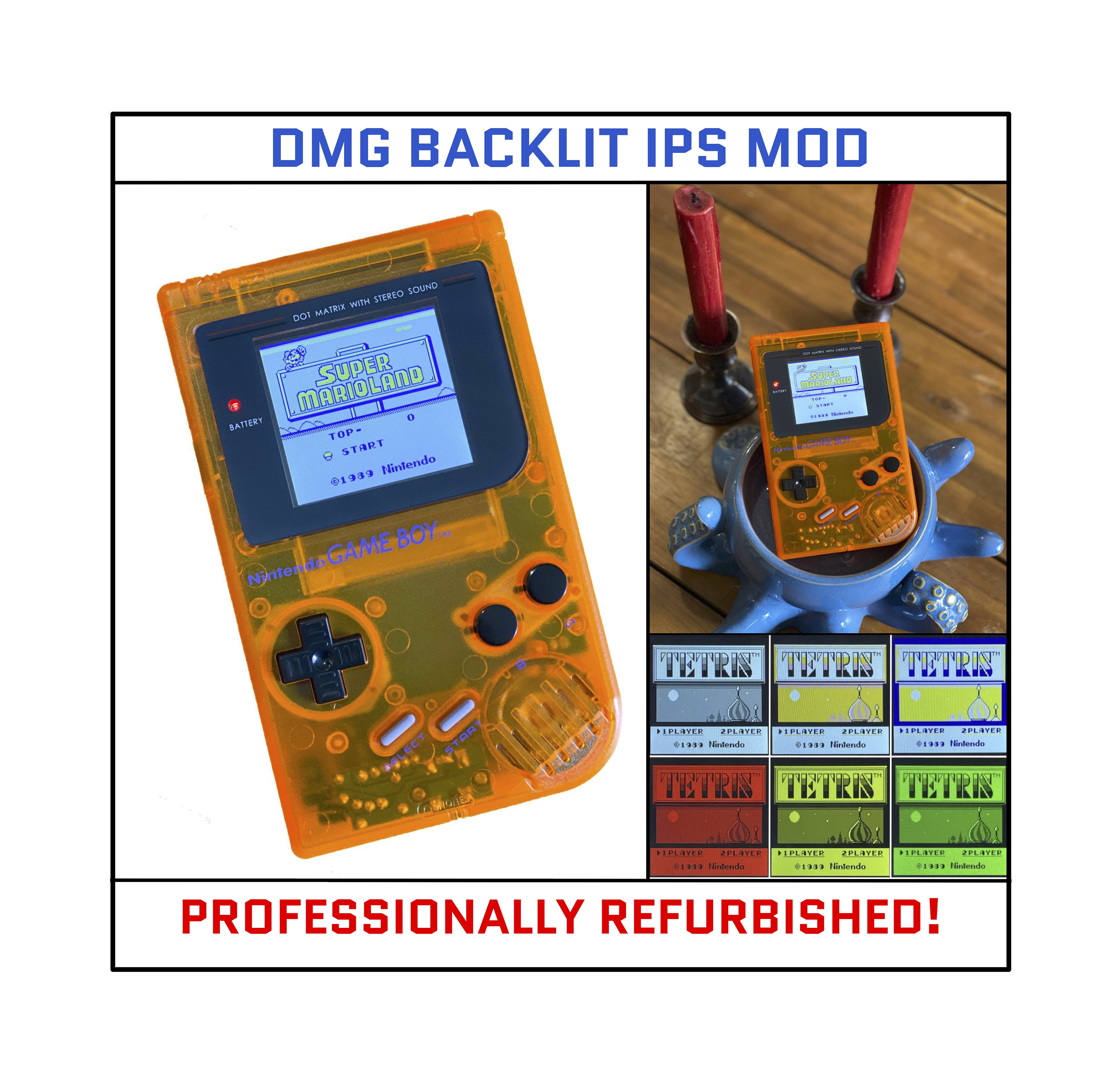 Nintendo Game Boy Original DMG IPS Brighter Backlit Backlight Mod