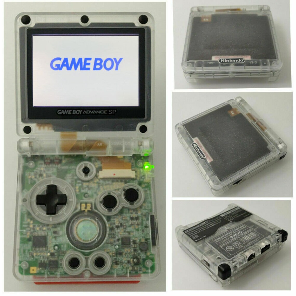 Nintendo Game Boy Advance GBA SP Transparent Clear System AGS 101 Brighter Mint New (Pick Button Color!), foto 2 di 3